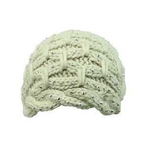 Thick Knit Winter Silver Rhinestone Beanie Hat